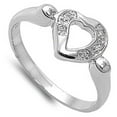 thumbnail image 4 of Clear Cubic Zirconia Heart Promise Ring .925 Sterling Silver Band White Jewelry Female Male Size 9, 4 of 4