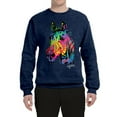 thumbnail image 2 of Wild Bobby, Neon Rainbow Horse Animal Lover Unisex Crewneck Graphic Sweatshirt, Vintage Heather Navy, Large, 2 of 3