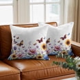 thumbnail image 3 of Retro Florals Throw Pillow Cover Sunflower Daisy Butterflies Country Pastoral Cotton Linen Cushion Cover Throw Pillow Case with Invisible Zipper for Couch Sofa Bed Chair Car 24x24 Inch, 3 of 9