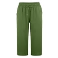 thumbnail image 4 of Cotton Capri Pants For Women Plus Size Wide Leg Capris Cotton Linen Capri Pants Women Baggy Linen Pants Women Cotton Capri Pants For Women Summer Capris For Women Lightweight Wide Leg Capri, 4 of 5