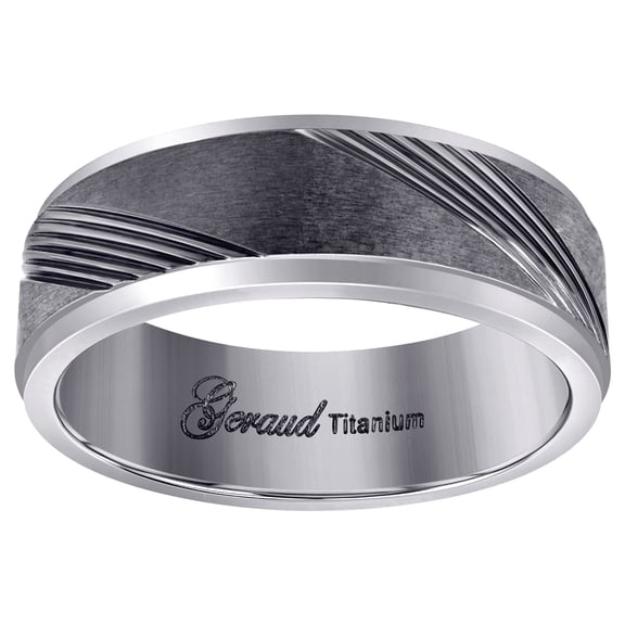 Titanium Mens Brushed Multi Grooved Comfort-Fit Wedding Band 7mm Size 11.5 Wedding Band for Men