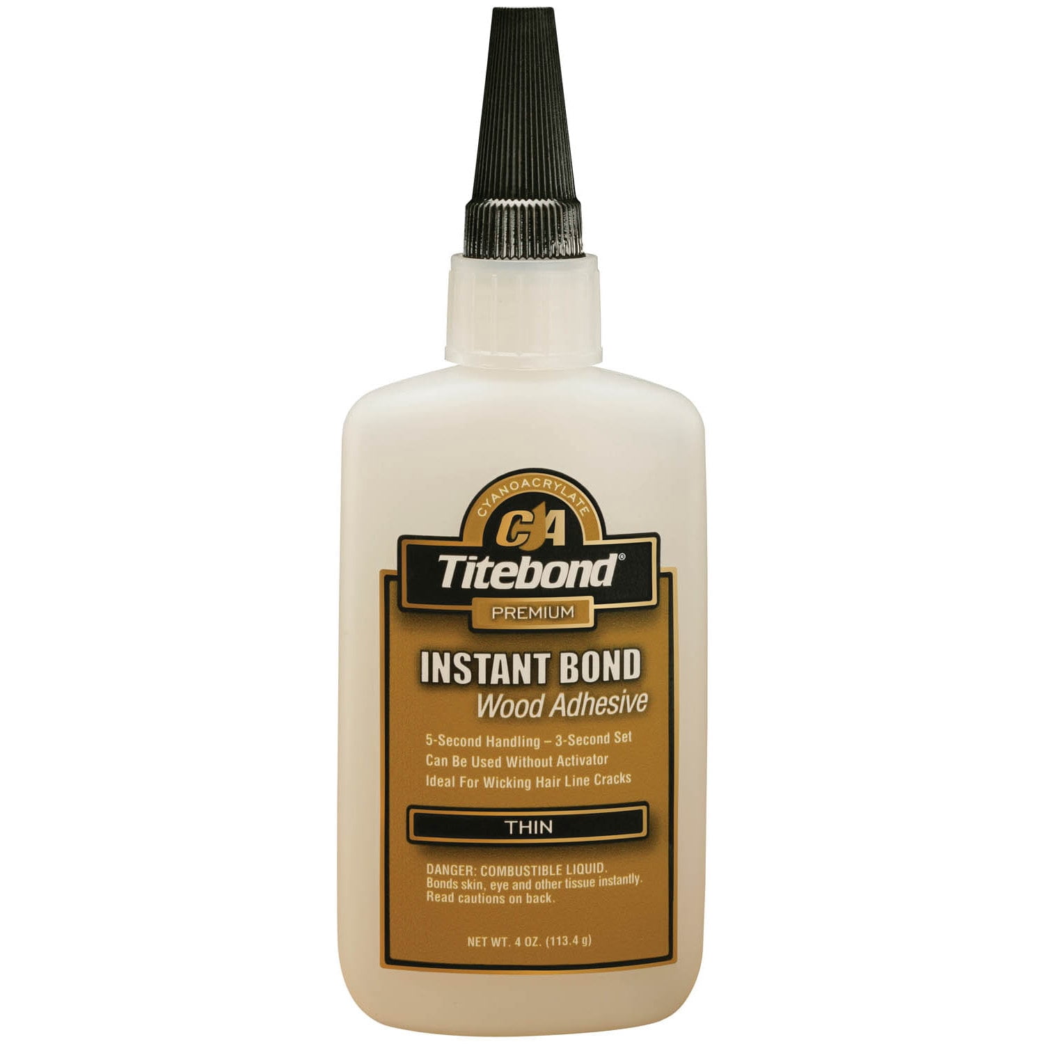 Titebond, Instant Bond Wood Adhesive Thin, 4 oz Net Content, Bottle Container, Liquid Form, Clear