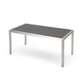 thumbnail image 4 of Justin Outdoor Modern 6 Seater Aluminum Dining Set with Wicker Table Top, Gray, Silver, Taupe, 4 of 11