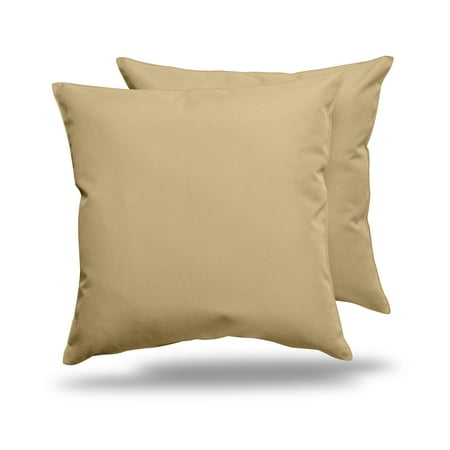 Pack of 2 Outdoor Decorative Throw Pillows 18 x 18 inch Solid Khaki Square Pillows (18  x 18  Solid  Khaki) Brighten up your porch or patio furniture with your favorite color on the Alexandra s Secret Home Collection Outdoor Decorative Throw Pillow Pack of 2 UV Resistant Water Proof Patio Pillows. These durable water resistant decorative throw pillow shams are ideal for everything from porch swings to chaise lounges. This set of two toss pillow covers features spun polyester covers with matching hidden zipper  easy to remove  clean  and maintain. Have your family guests sit comfortably outside or in with these lively vibrant color pillows.