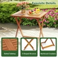 thumbnail image 4 of Demifill 29.5" Square Teak Patio Dining Table with Umbrella Hole, Teak Painted Table Table for Outdoor as Garden, Backyard, Porch, Brown, 4 of 13
