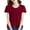 Wine, variant on Summer Blouses Fashion Sawvnm Women's Solid Color Button Short Sleeve Fold Round Neck Pullover Casual Fashionable Top Gifts for Women Blue XL