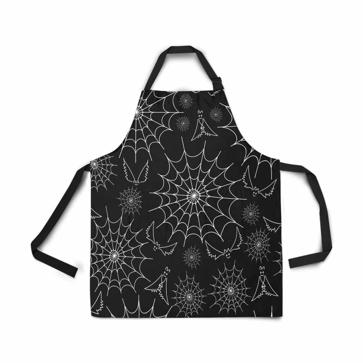 ASHLEIGH Adjustable Bib Apron for Women Men Girls Chef with Pockets Halloween Web Funny Flying Bats Novelty Kitchen Apron for Cooking Baking Gardening Pet Grooming Cleaning