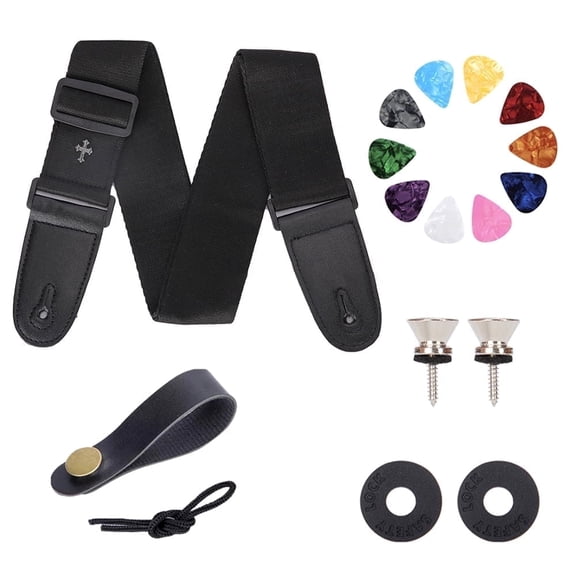 Youersen Guitar Strap Set for Acoustic and Electric Guitars, Bass with Guitar Picks Holder Ends