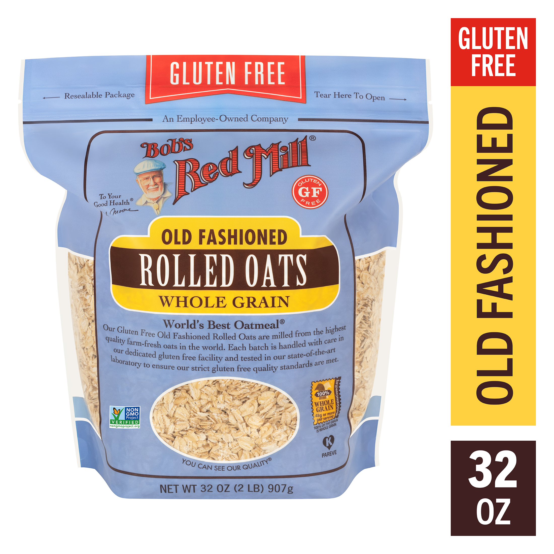 Bob's Red Mill Gluten Free Non-GMO Old Fashioned Rolled Oats, 32 oz Bag Shelf-Stable Ready-to-Cook - image 2 of 6