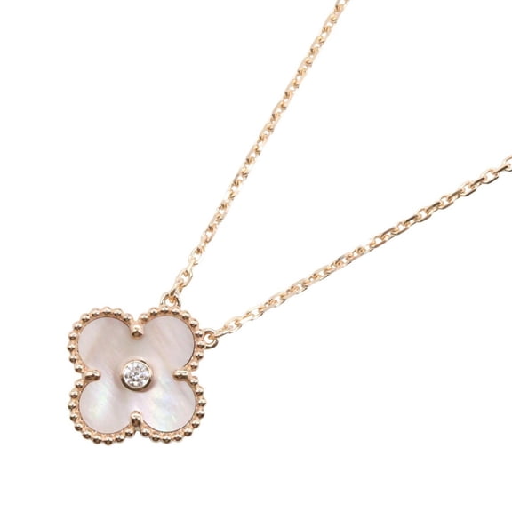 Pre-Owned Van Cleef & Arpels Vintage Alhambra 1PD Necklace Jewelry 18KPG (Pink Gold) Diamond...