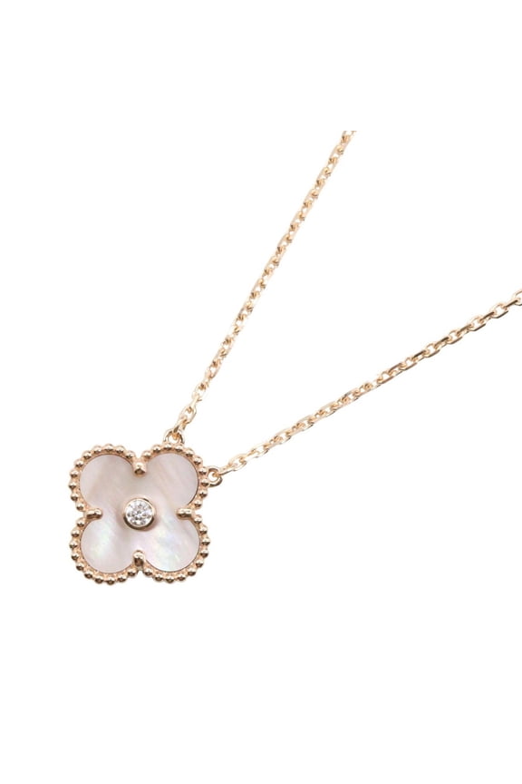 Pre-Owned Van Cleef & Arpels Vintage Alhambra 1PD Necklace Jewelry 18KPG (Pink Gold) Diamond...