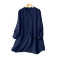 thumbnail image 2 of Besolor Women's Oversized Button down Shirt with Pocket Long Sleeve Cotton Linen Cover Ups Casual Tunic Blouse Top, 2 of 3