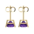 thumbnail image 4 of 4 Ct Princess Cut Studs Purple Natural Amethyst 14K Yellow Solid Solid Gold Everyday Dainty Earrings Push Back, 4 of 7