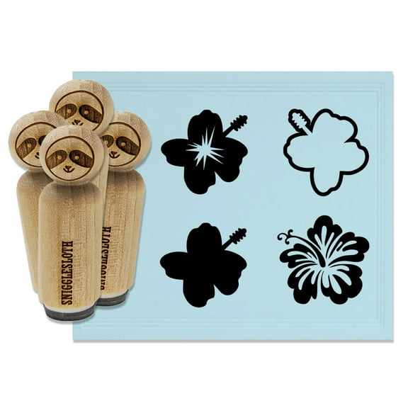 Hibiscus Flower Tropical Hawaii Rubber Stamp Set for Scrapbooking Crafting Stamping - Mini 1/2 Inch