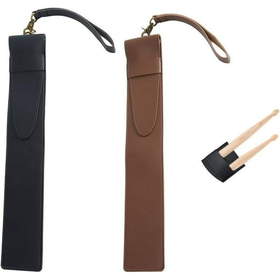 2Pcs 2 Colors Drum Stick Bag PU Leather Drumstick Holder Rectangle Drumstick Cover Sleeve Portable Drumstick Cover Musical Instrument Accessories for Drummer Band Multi-color