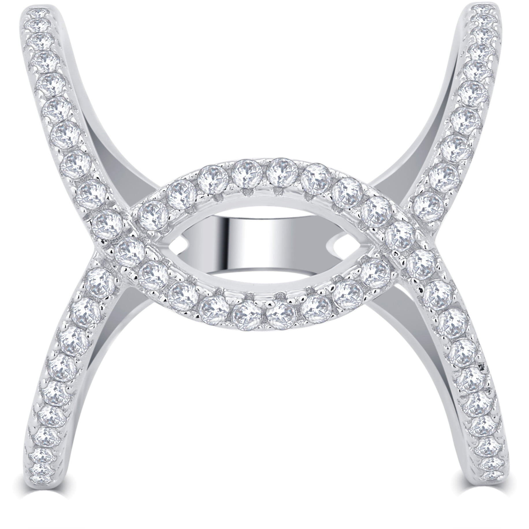 1.00 Carat T.W Cubic Zirconia "X" Cross Sterling Silver Ring