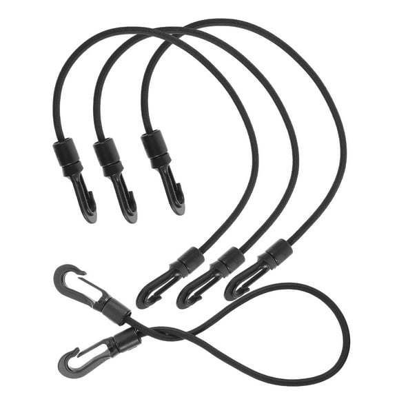 LOLIPPYY Set of 4 Adjustable Black Carabiner Bungee Cords with High Elasticity for Outdoor Activities and Secure Use