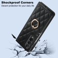 thumbnail image 5 of Case for Samsung Galaxy Z Fold 3 with Ring Stand, Luxury Soft Rhomboid for Women Men PU Leather + Hard PC Shell Ultra Thin Slim Durable Shockproof Protective Cover for Galaxy Z Fold 3 Black, 5 of 13