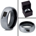 thumbnail image 4 of Tungsten Oklahoma Sooner State Band Ring 8mm Men Women Comfort Fit Black Dome Brushed Gray Polished, 4 of 4