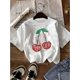 thumbnail image 1 of Women'S Casual Crew Neck T-Shirt with "MON CHERI" Graphic Print, Polyester 95% Spandex 5% Knit Fabric, Short Sleeve Top for All Seasons, Regular Length - 180gsm, 1 of 7