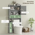 thumbnail image 4 of Modern Over the Toilet Storage Cabinet with 2 Doors, Above Commode Storage Cabinet with Toilet Paper Holder, Gray, 4 of 12