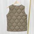 thumbnail image 4 of Busydd Puffer Vest Women Solid Color V Neck Puffer Jacket Casual Sleeveless Warm Womens Down Vest Fashion Button Thermal Winter Vest for Women XL, 4 of 4