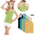 thumbnail image 2 of ZACPNCV 5PC Girls Dance Tank Tops Racerback Camisole Undershirts Summer Spaghetti Strap Sleeveless Crop Tops for Active Workout Tanks Yellow 8-9 Years, 2 of 9