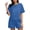 Blue, variant on Caywon Womens 2 Piece Round Neck Short Sleeve Top Shorts Set Elastic Waist Loungewear Breathable Wrinkle-Free Casual Loose Fit Conjunto de Ropa para Mujer