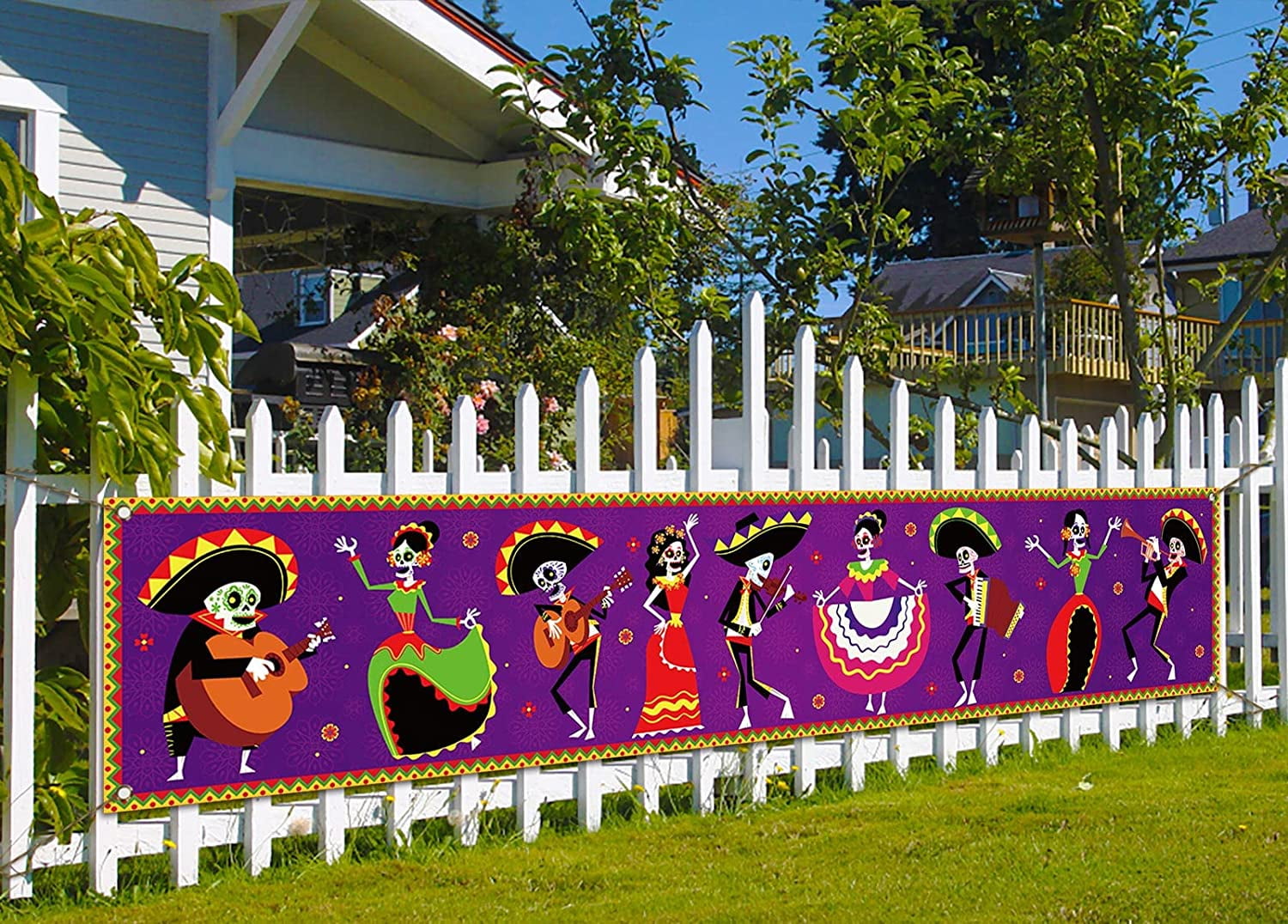 Day Of The Dead Decor Dia De Los Muertos Fence Banner Mexican Fiesta 