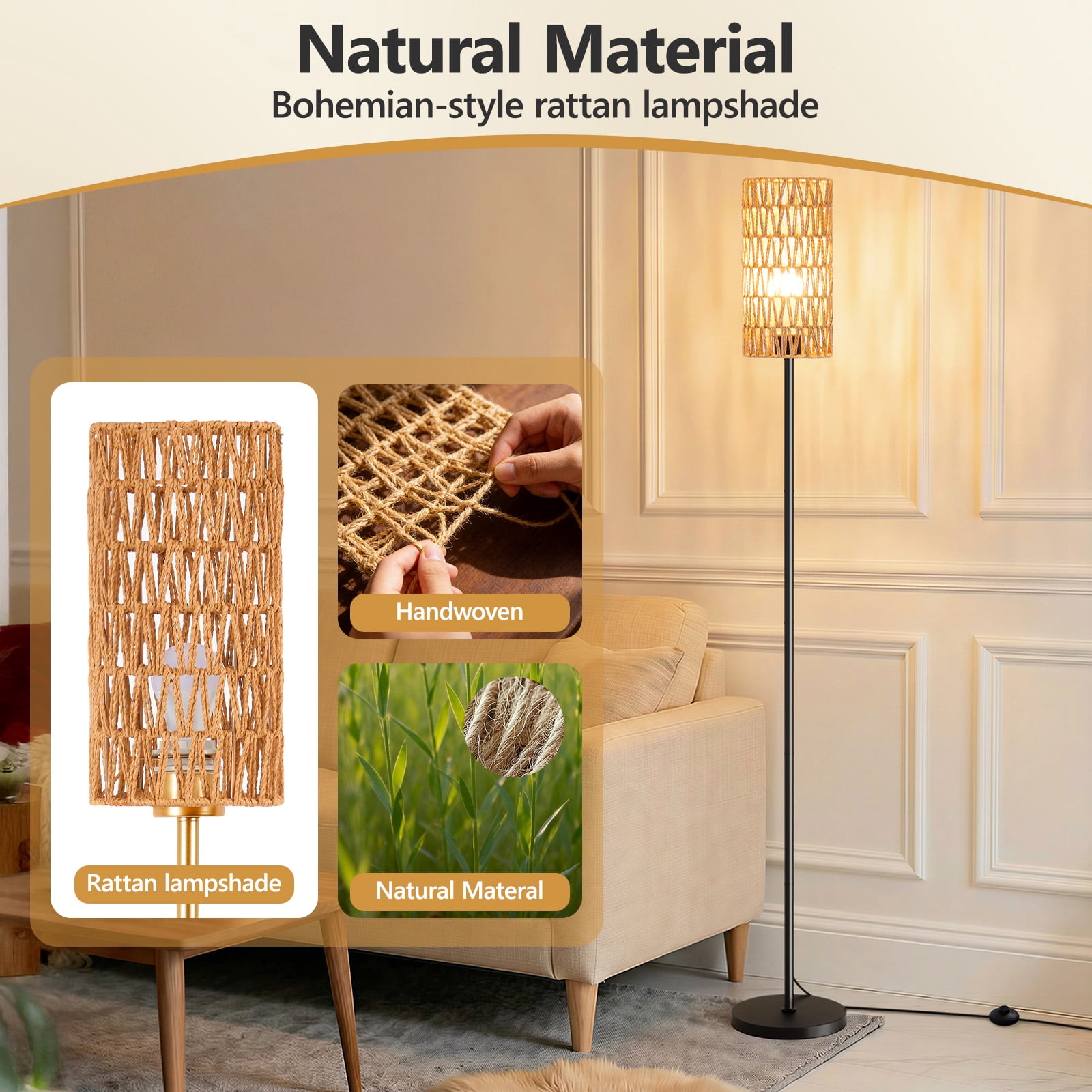 Floor Lamp, Standing Lamp Tall with Remote Control for Living Room, Bedroom, Office