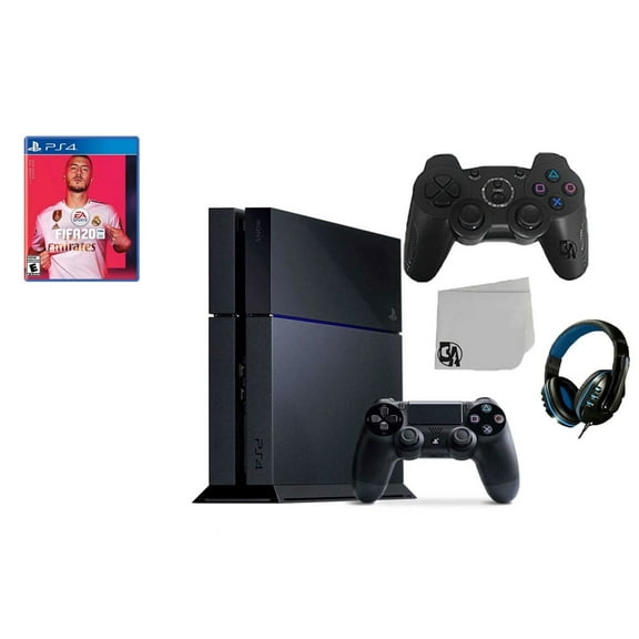 Pre-Owned Restored Sony PlayStation 4 500GB Gaming Console Black 2 Controller Included with FIFA-20 BOLT AXTION