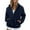 Navy, variant on WTOBBY Women's Solid Color Fashion Winter Jacket with High Neck and Long Plush Fleece, Zipper Front Warm Outerwear,Complexion L