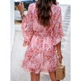 thumbnail image 2 of Women's Ruffled Printed Surplice Mini Dress with Half Sleeves Tie Front Flowy Hem 100% Polyester Fabric Casual, 2 of 19