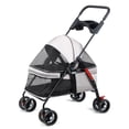 thumbnail image 3 of 4 Wheels Dog Cat Stroller, Outdoor Travel Pet Folding Stroller, Dog Cat Cage Stroller with Cup Holder, Breathable and Visible Mesh for Small Dog, 3 of 9