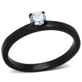 thumbnail image 1 of Alamode TK2016-7 Bague en Acier Inoxydable Noire pour Femmes avec Grade AAA CZ en Transparent - Taille 7, 1 of 1