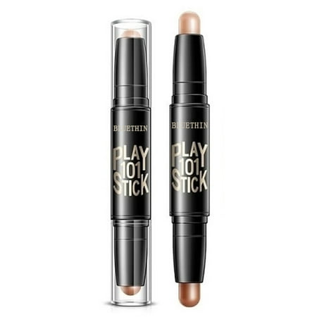 Lasting Highlighter Stick Cream Waterproof Shimmer Contour Double-end 2 in (Best Highlighter And Contour Stick)