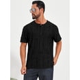 thumbnail image 4 of DARING DIVA Men's Ripped Henley Retro Short Sleeve Button Down T-Shirt M Black, 4 of 7