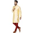 thumbnail image 5 of SKAVIJ Men's Art Silk Long Sleeve Casual Button Down Shirt Indian Wear Dress Set, 5 of 6