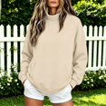 thumbnail image 2 of GZWYHT Mock Neck Sweatshirt Women Oversized Mock Neck Sweatshirt Cowl Neck Tops Fall Clothes Funnel Neck Sweatshirt High Neck Sweatshirt Hiking Clothes for Women Fashion Clothing Beige L, 2 of 9