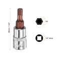 thumbnail image 2 of Uxcell 3pcs H4 Hex Bit Socket 1/4" Square Drive Metric Extension Impact Bit Power Nut Driver Set S2 & CR-V Steel Socket Ratchet Wrench Bits, Silver Red, 2 of 7