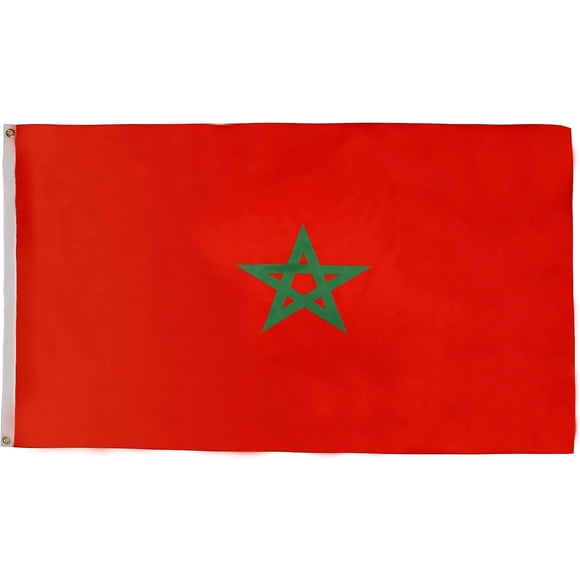 2024 Paris Olympics Morocco Flag - 3x5 Ft - 100D Polyester Moroccan Banner with Two Metal Grommets - Fade Resistant - Vivid Colors - 3' x 5' Feet - 15_Gift Of G