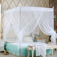 thumbnail image 5 of AUQ Romantic Princess Lace Bed Canopy with Mosquito Net -Bed Curtains Simple 4 Corners Post Curtains for Twin,Full,Queen,King Beds, 5 of 7