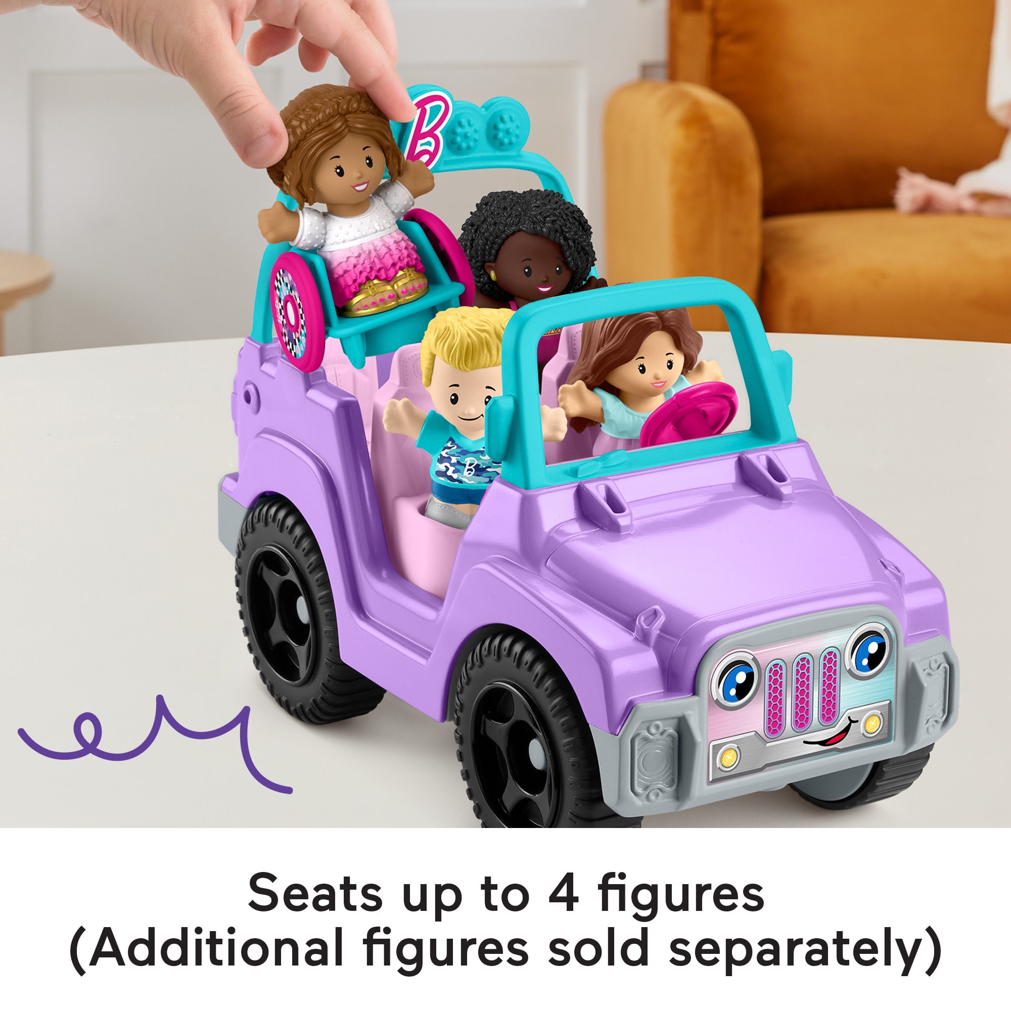 Fisher-Price Little People Barbie Beach Cruiser Toy Car with Music & 2 Figures for Toddlers