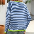 thumbnail image 5 of Fartey Fashion Striped Sweaters for Women 2024 Fall Long Sleeve Round Neck Pullovers Dressy Casual Knit Sweaters Soft Comfy Y2K Color Block Jumpers Blue S, 5 of 6