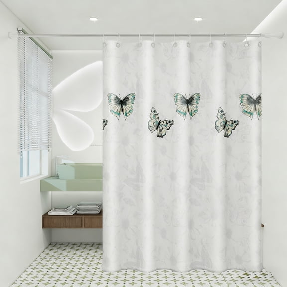 Polyester Shower Curtain Waterproof & Mold Resistant No Drill Light Filtering Easy Clean Bathroom Curtain 70x47 Inches