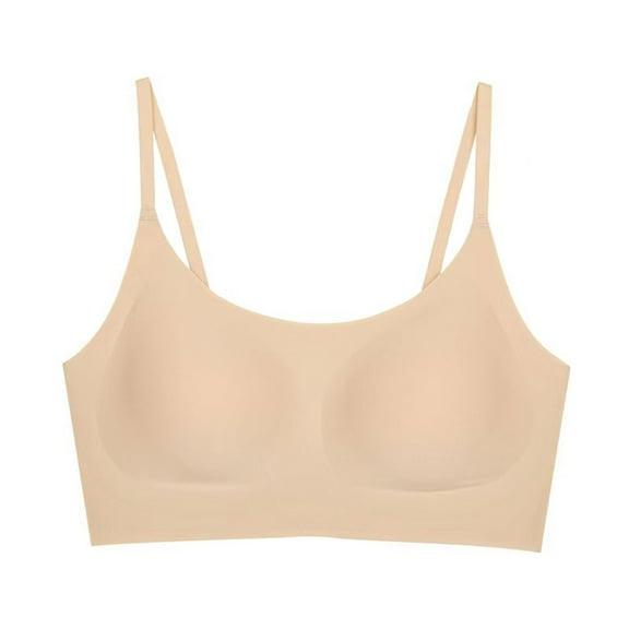 DuoJiaJ Seamless Bra Without Underwire Women's Bralette Padded Comfortable Non Wired T Shirt Bra Pull On Bra Crossback Comfortable Soft Bustier Sports Bras for Women Beige