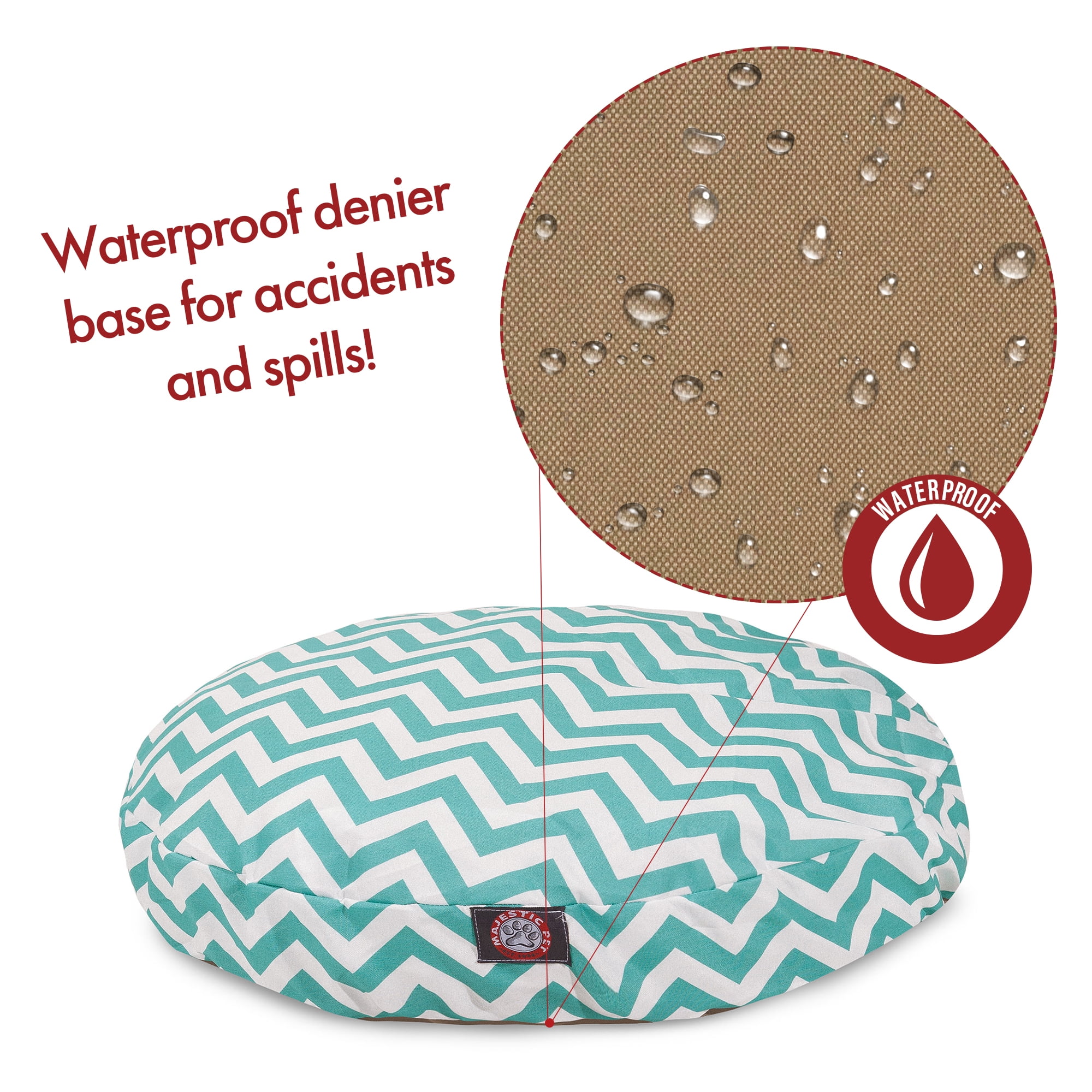 Majestic Pet | Chevron Round Pet Bed For Dogs, Removable Cover, Teal, Large