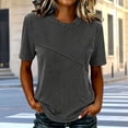 thumbnail image 5 of Women's Relaxed Fit Round Neck Short Sleeve Printed T Shirt Blouse Comfy Breathable Work Casual Daily Wear | CSEONE,Black L, 5 of 7