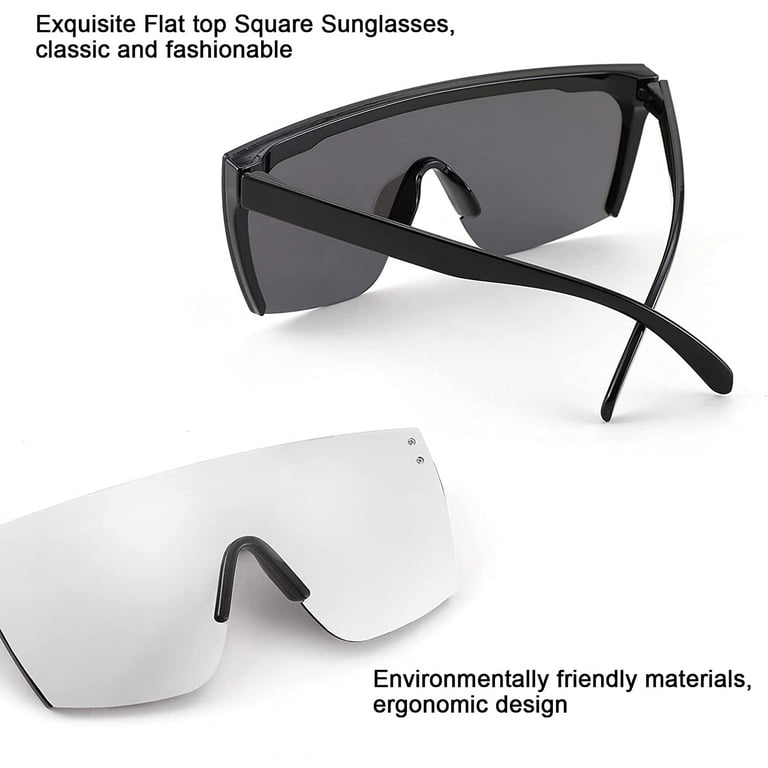 FEISEDY Oversized Rimless Mirrored Sunglasses for Women Men 2021 Flat Top Shield Wrap Square UV400 B2761, Adult Unisex, Size: One Size