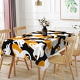 thumbnail image 3 of Duangreer Halloween Rectangle Tablecloth, Orange Scary Ghost Print, Washable Table Cover for Party Picnic Indoor Outdoor Decor, 60 x 84 Inch, 3 of 6